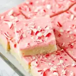 Delicious peppermint sugar cookie bars topped with festive decorations