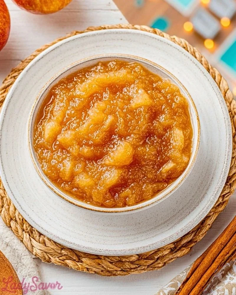 Homemade stovetop apple sauce cooked with fresh apples